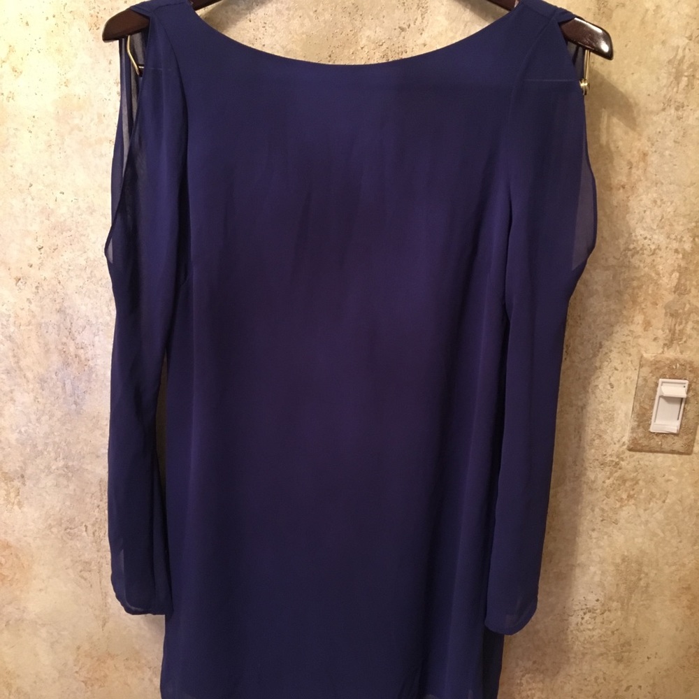 Navy cold shoulder dress